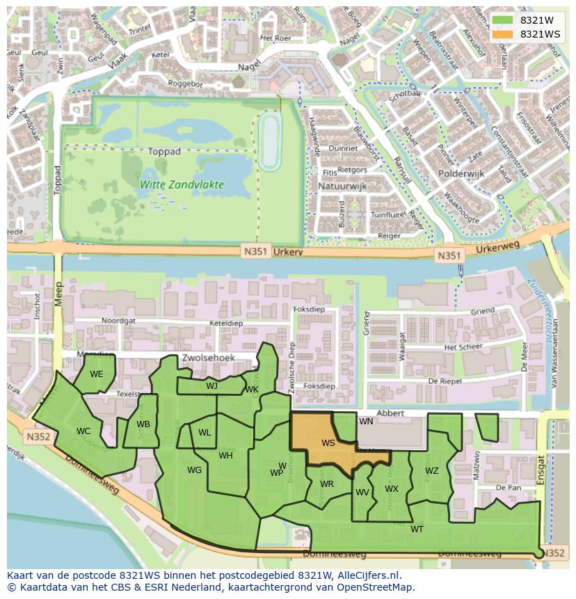 Afbeelding van het postcodegebied 8321 WS op de kaart.