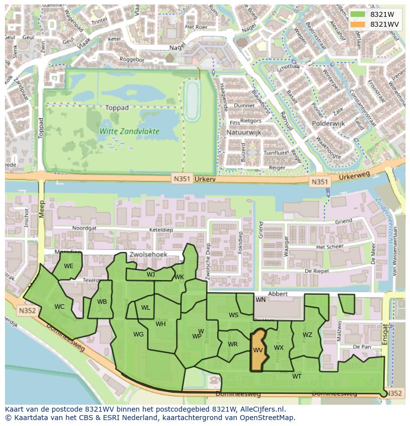 Afbeelding van het postcodegebied 8321 WV op de kaart.