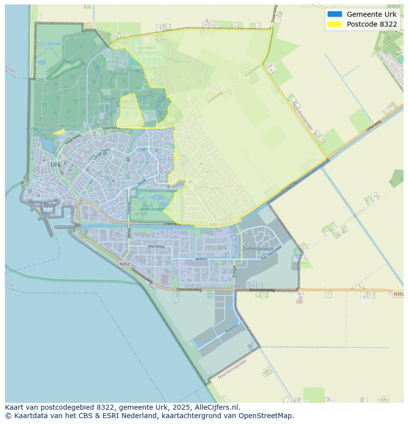 Afbeelding van het postcodegebied 8322 op de kaart.