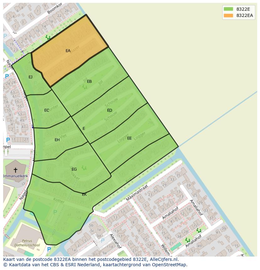 Afbeelding van het postcodegebied 8322 EA op de kaart.