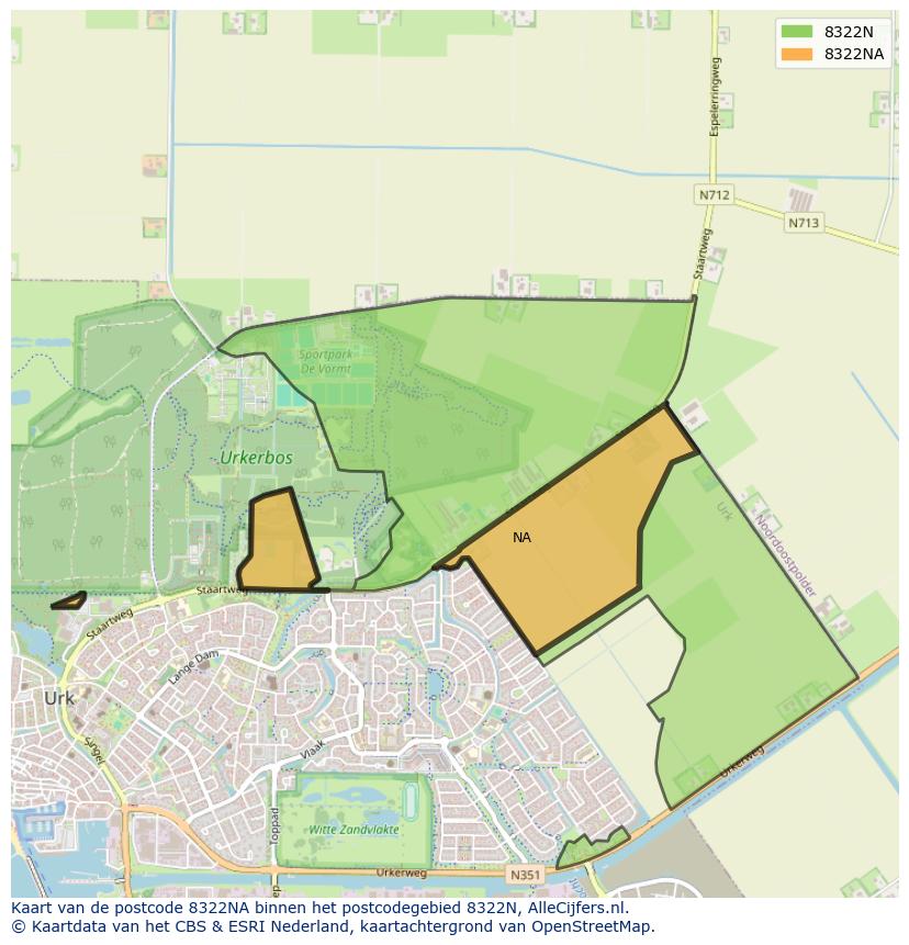 Afbeelding van het postcodegebied 8322 NA op de kaart.