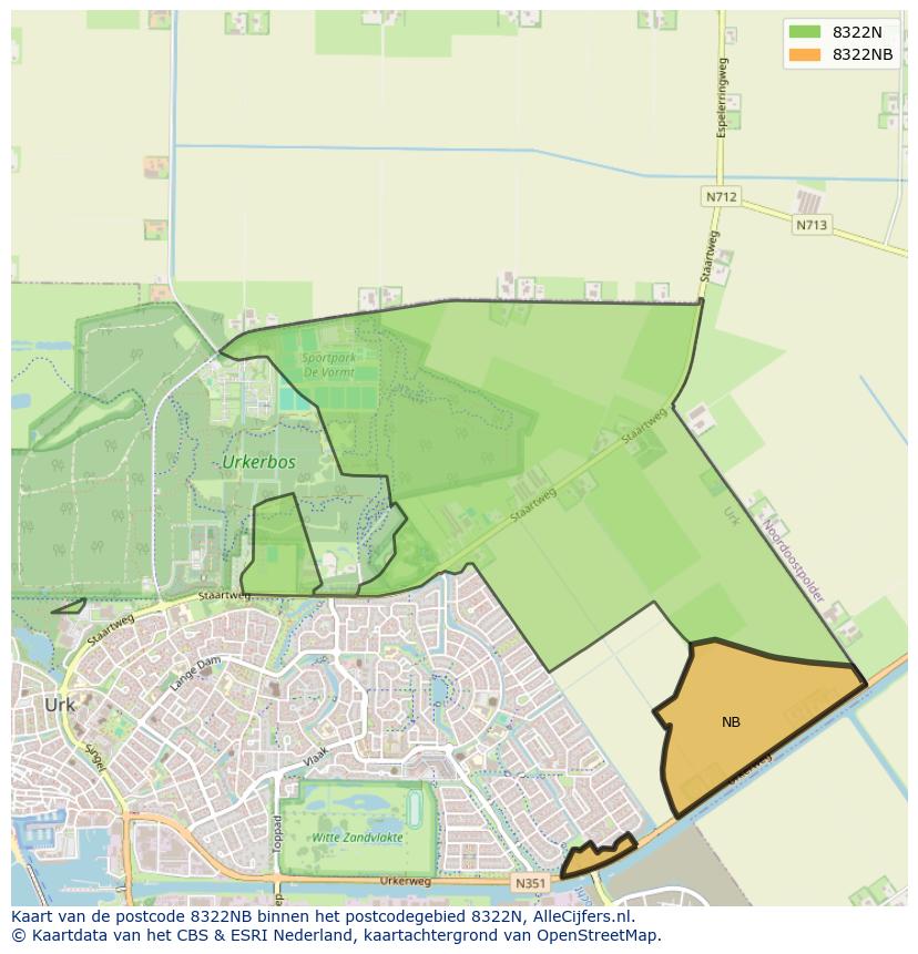 Afbeelding van het postcodegebied 8322 NB op de kaart.