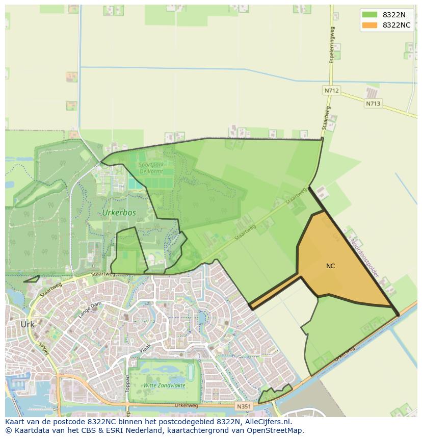 Afbeelding van het postcodegebied 8322 NC op de kaart.