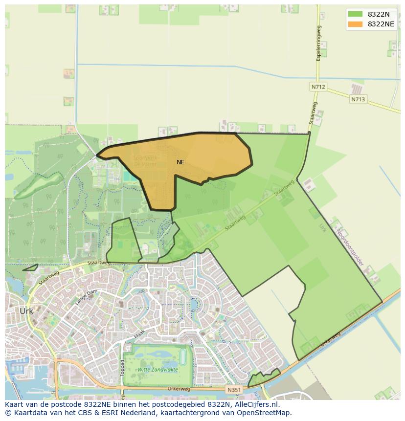Afbeelding van het postcodegebied 8322 NE op de kaart.