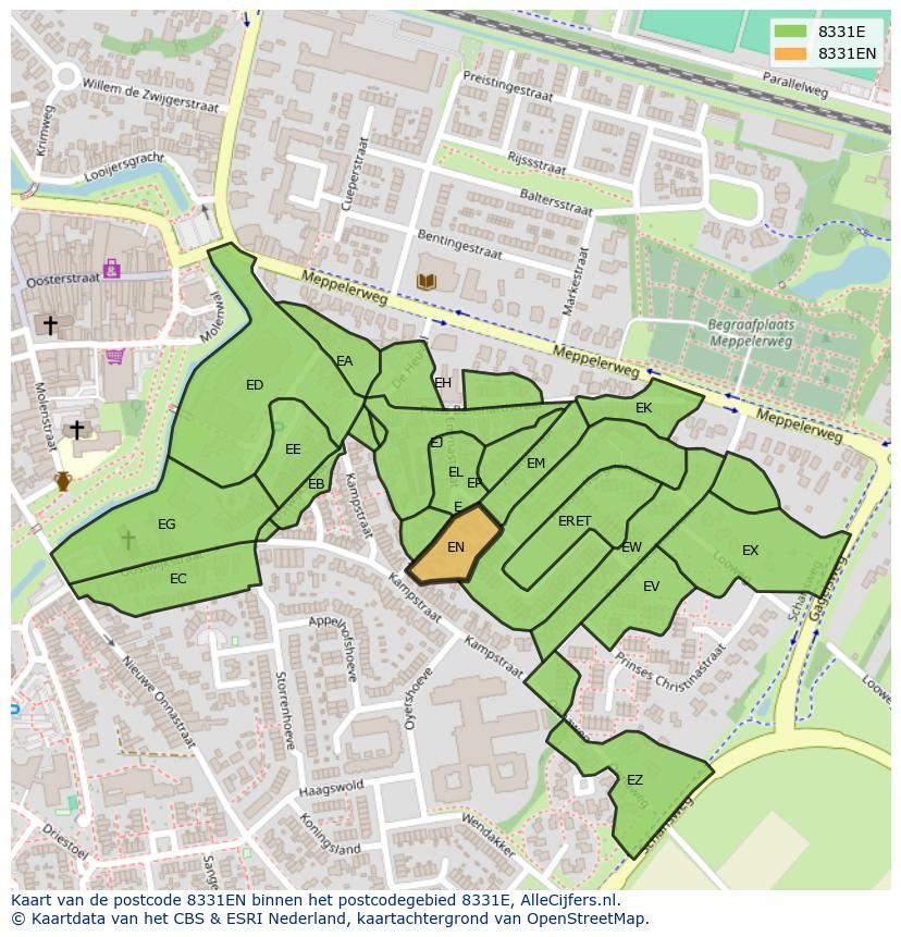 Afbeelding van het postcodegebied 8331 EN op de kaart.
