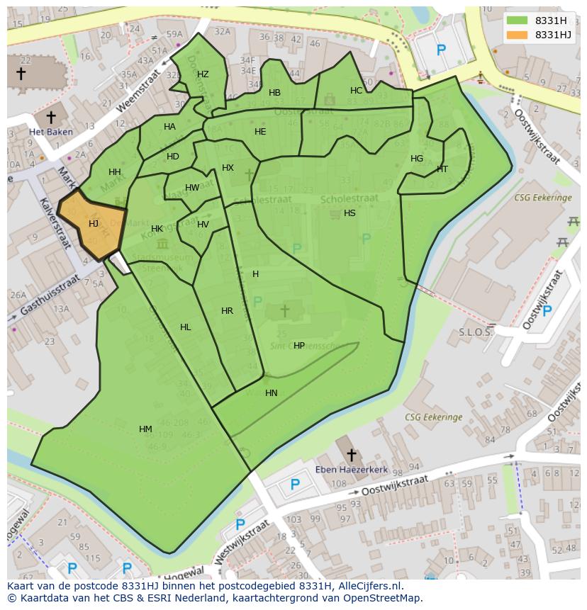 Afbeelding van het postcodegebied 8331 HJ op de kaart.