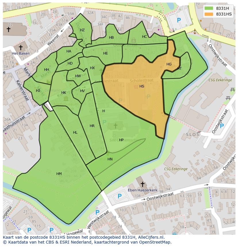Afbeelding van het postcodegebied 8331 HS op de kaart.
