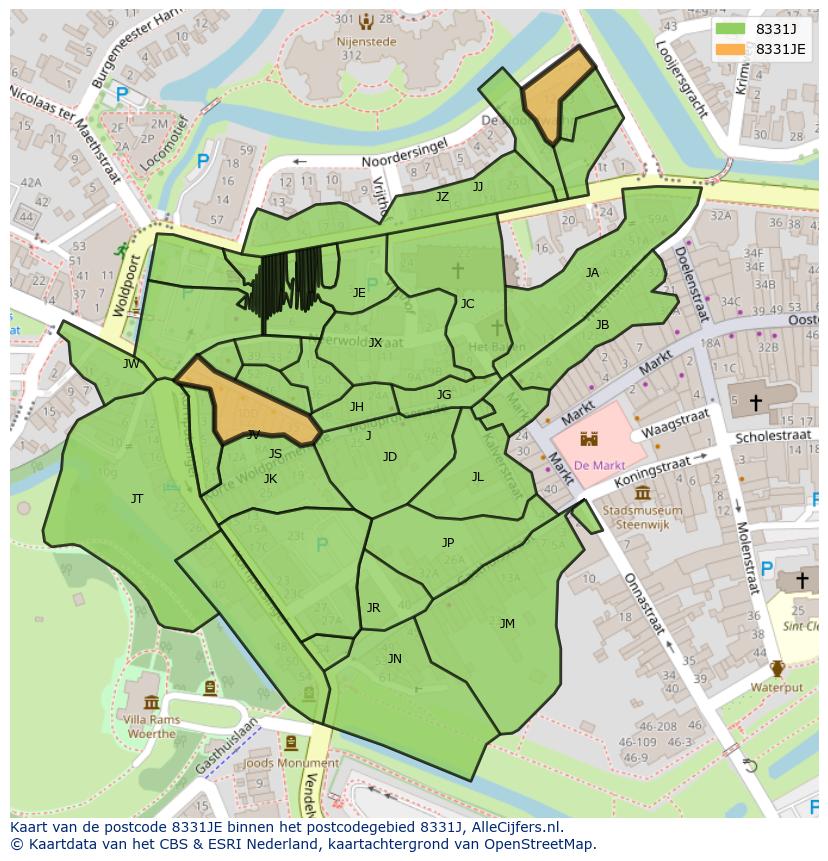 Afbeelding van het postcodegebied 8331 JE op de kaart.