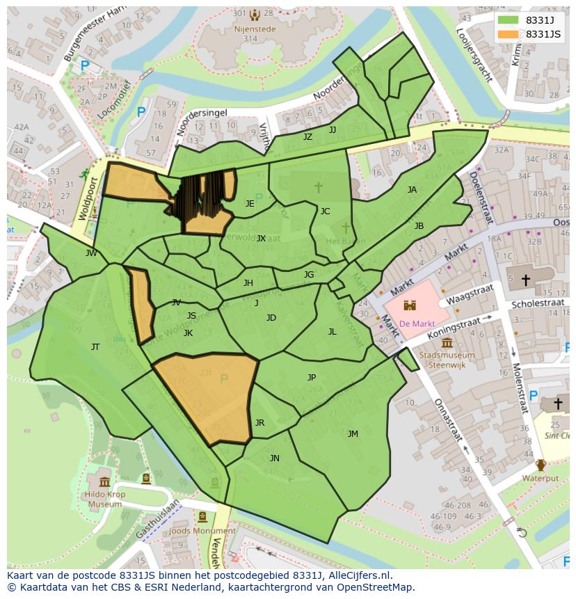 Afbeelding van het postcodegebied 8331 JS op de kaart.