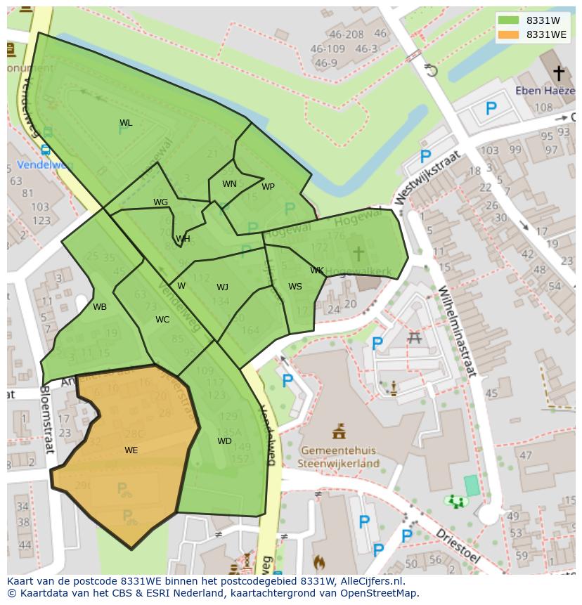 Afbeelding van het postcodegebied 8331 WE op de kaart.