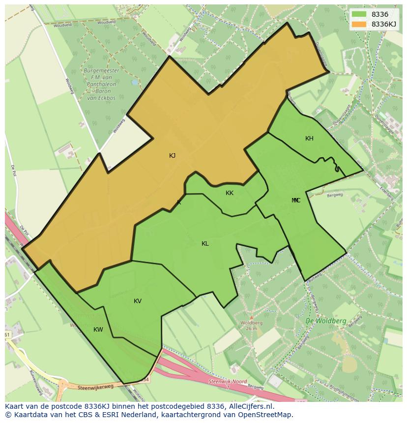 Afbeelding van het postcodegebied 8336 KJ op de kaart.