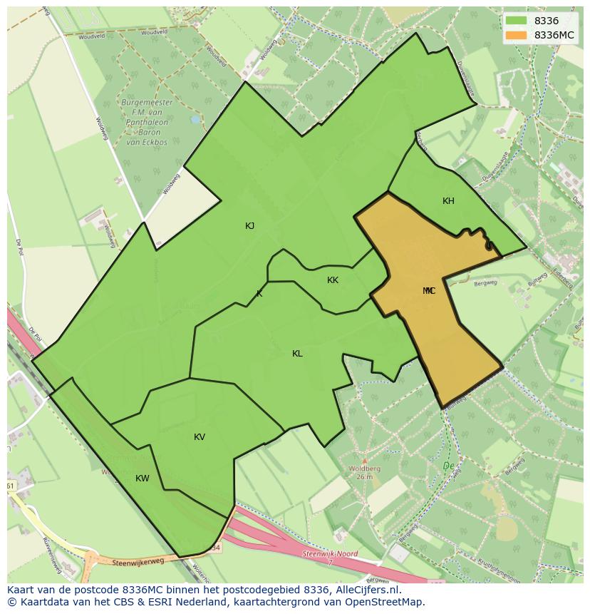Afbeelding van het postcodegebied 8336 MC op de kaart.