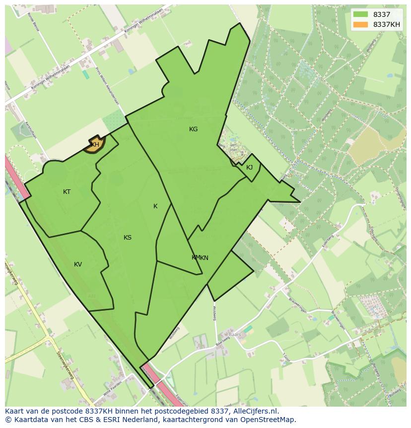 Afbeelding van het postcodegebied 8337 KH op de kaart.