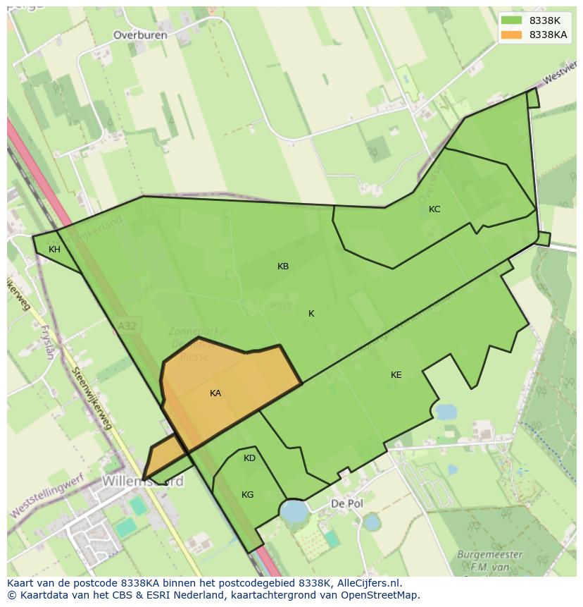 Afbeelding van het postcodegebied 8338 KA op de kaart.