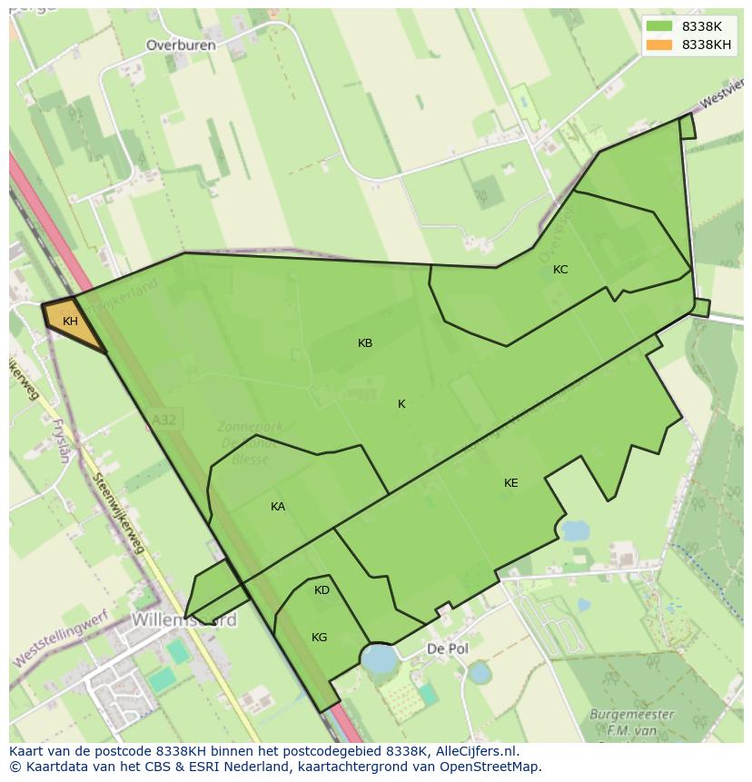 Afbeelding van het postcodegebied 8338 KH op de kaart.