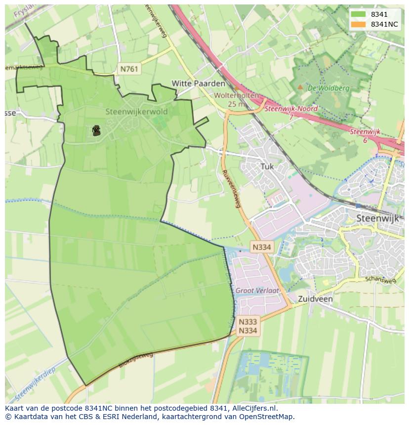Afbeelding van het postcodegebied 8341 NC op de kaart.