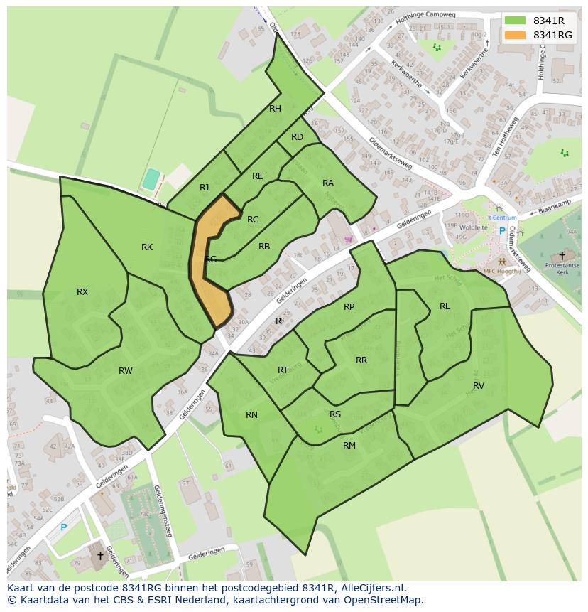 Afbeelding van het postcodegebied 8341 RG op de kaart.
