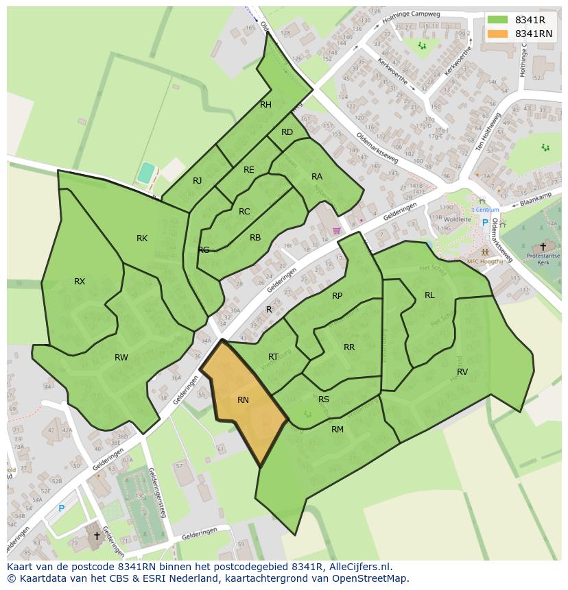 Afbeelding van het postcodegebied 8341 RN op de kaart.