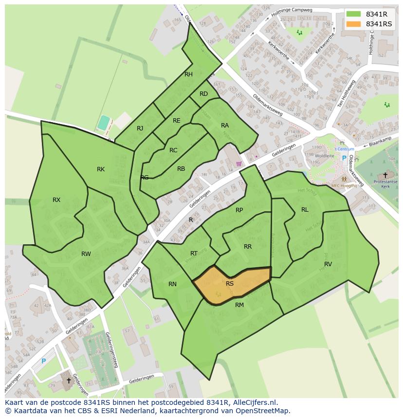 Afbeelding van het postcodegebied 8341 RS op de kaart.