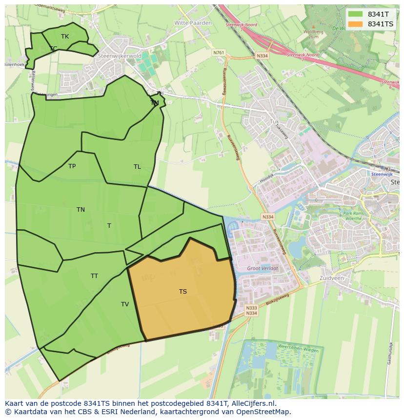 Afbeelding van het postcodegebied 8341 TS op de kaart.