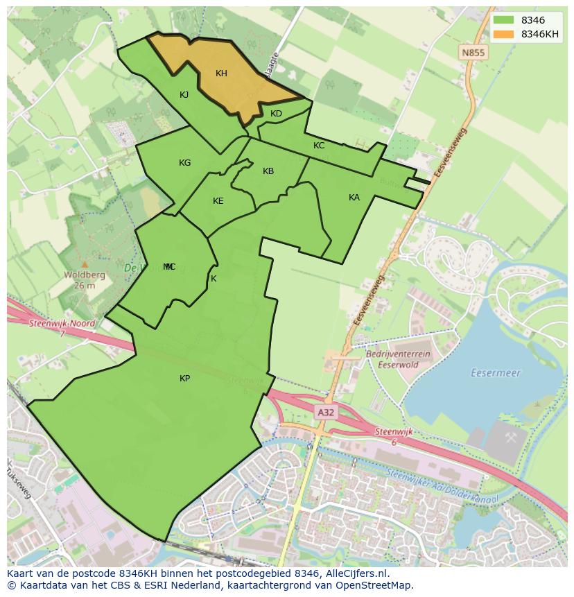 Afbeelding van het postcodegebied 8346 KH op de kaart.
