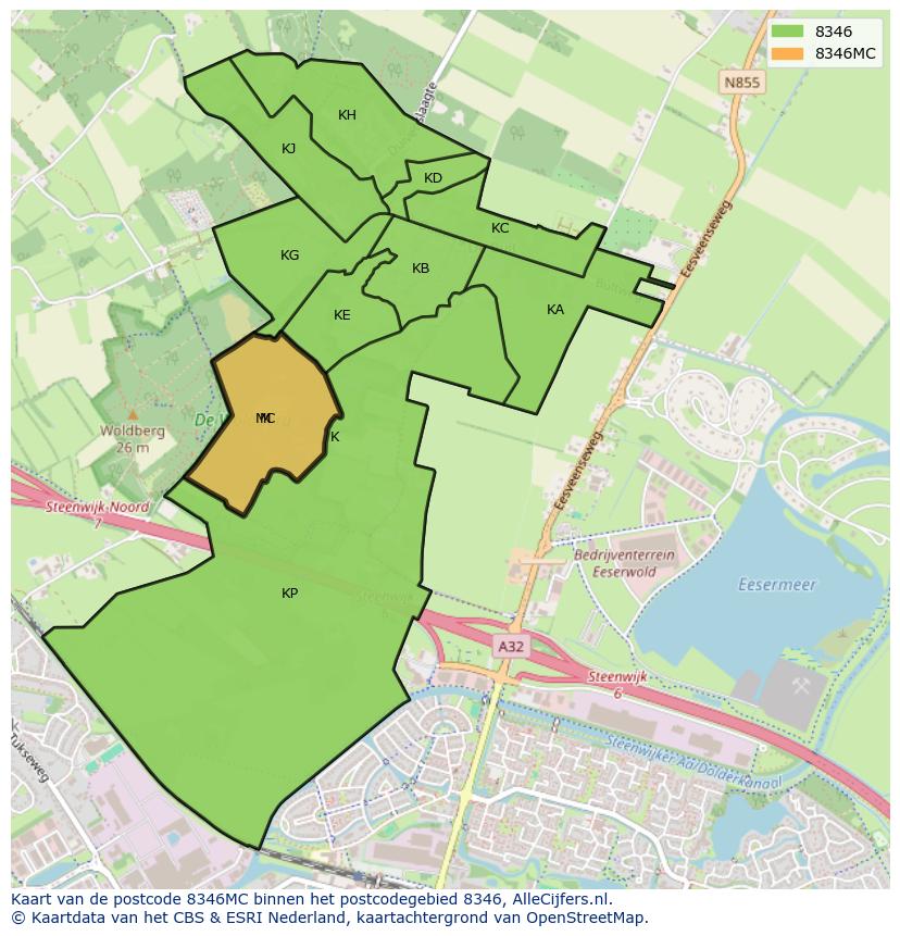 Afbeelding van het postcodegebied 8346 MC op de kaart.