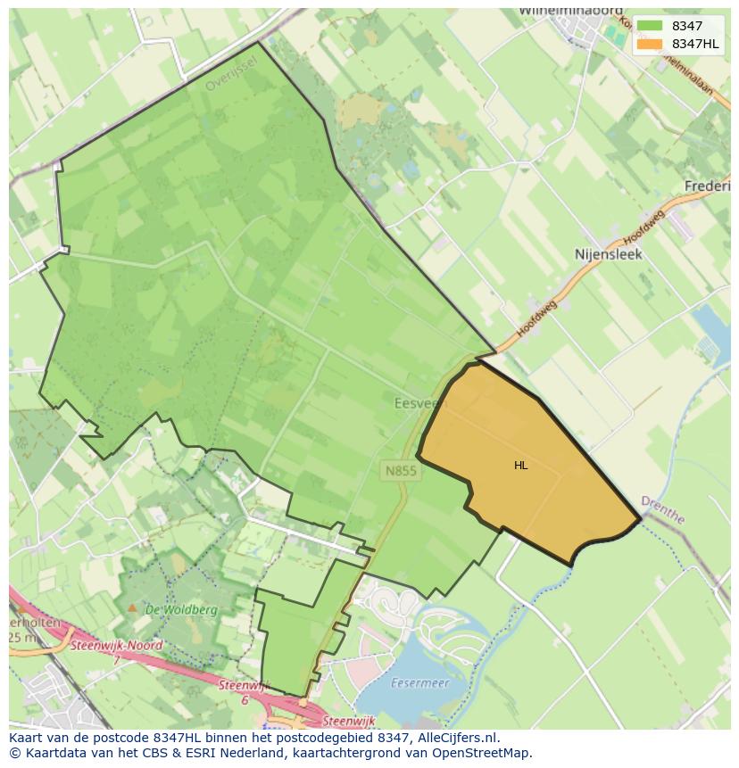 Afbeelding van het postcodegebied 8347 HL op de kaart.
