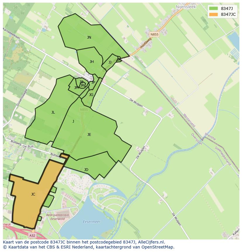 Afbeelding van het postcodegebied 8347 JC op de kaart.