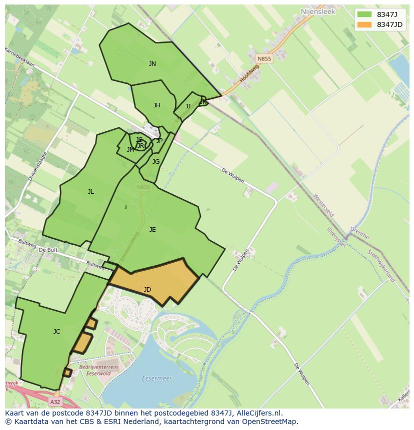 Afbeelding van het postcodegebied 8347 JD op de kaart.