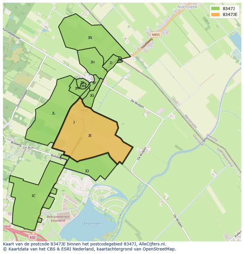 Afbeelding van het postcodegebied 8347 JE op de kaart.