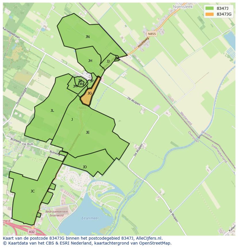 Afbeelding van het postcodegebied 8347 JG op de kaart.