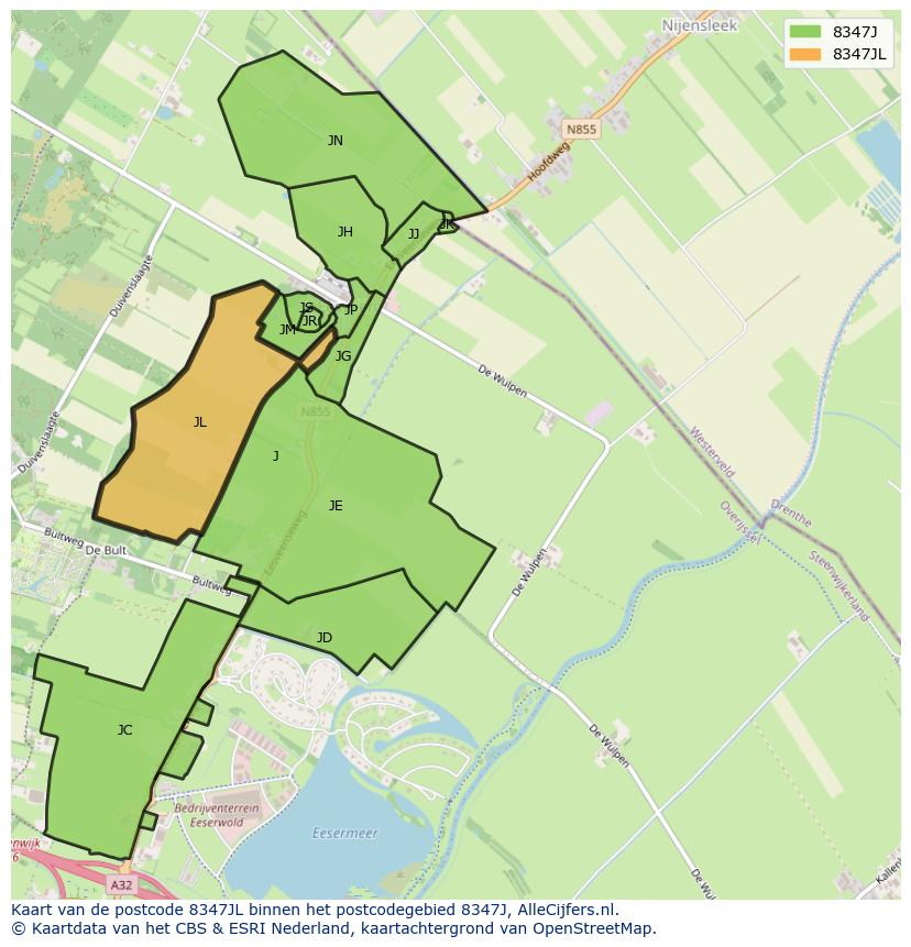 Afbeelding van het postcodegebied 8347 JL op de kaart.