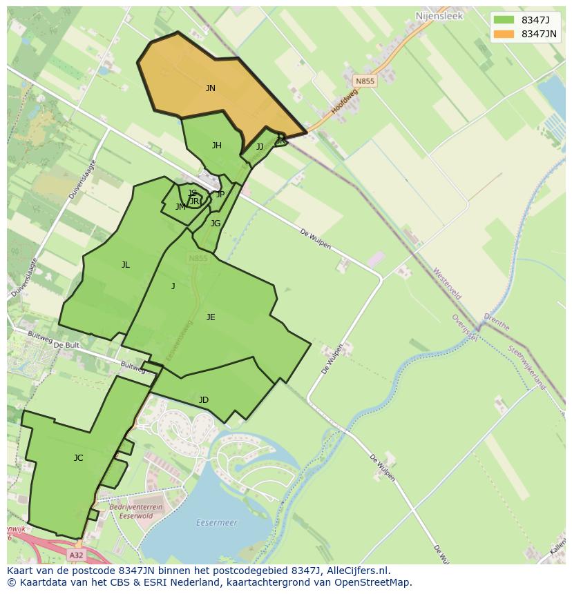 Afbeelding van het postcodegebied 8347 JN op de kaart.
