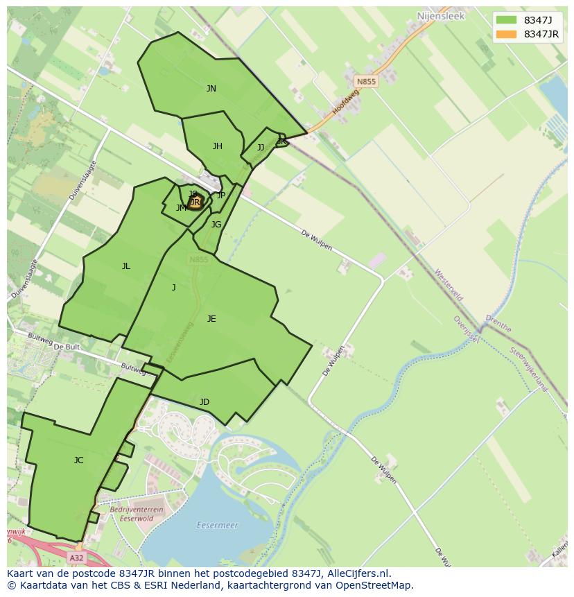 Afbeelding van het postcodegebied 8347 JR op de kaart.
