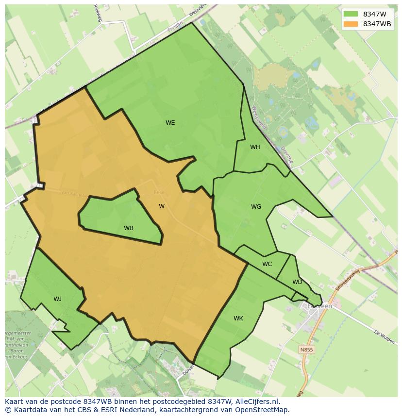 Afbeelding van het postcodegebied 8347 WB op de kaart.
