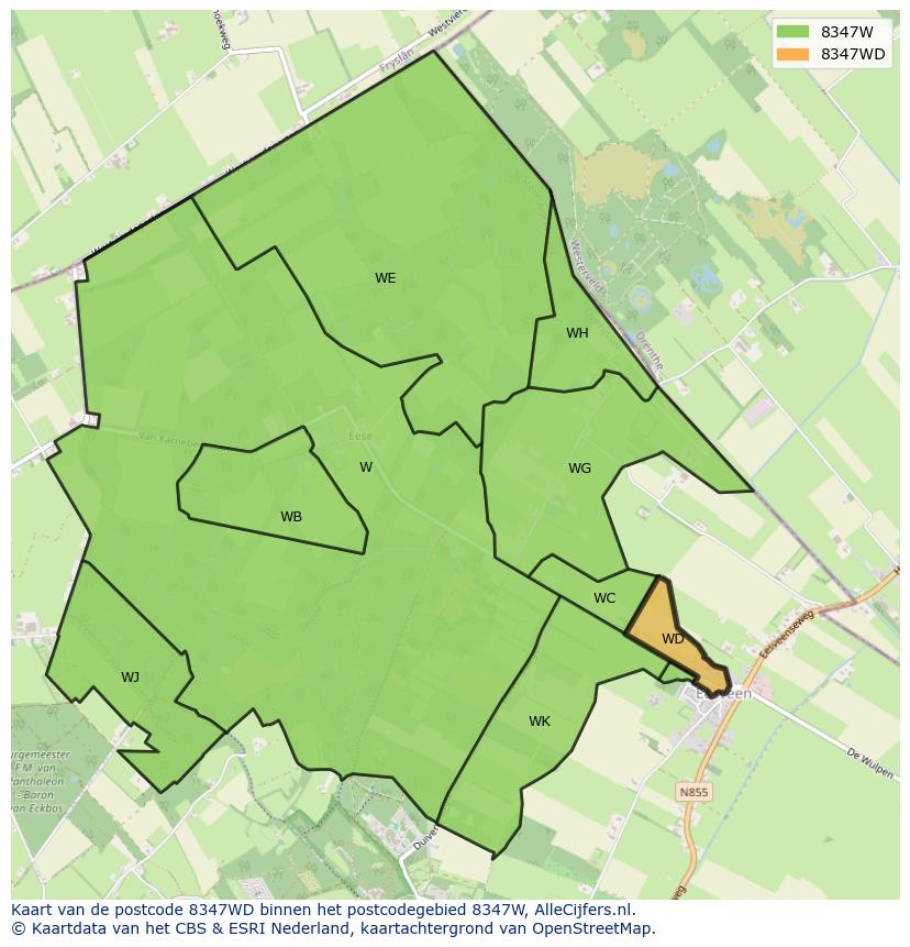 Afbeelding van het postcodegebied 8347 WD op de kaart.