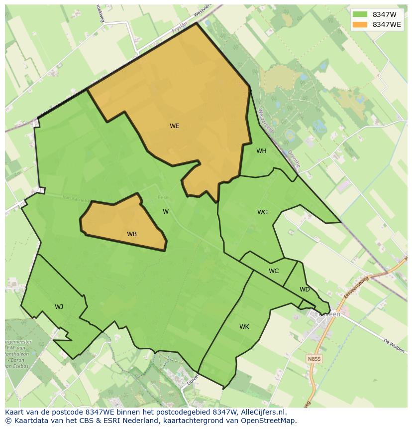 Afbeelding van het postcodegebied 8347 WE op de kaart.