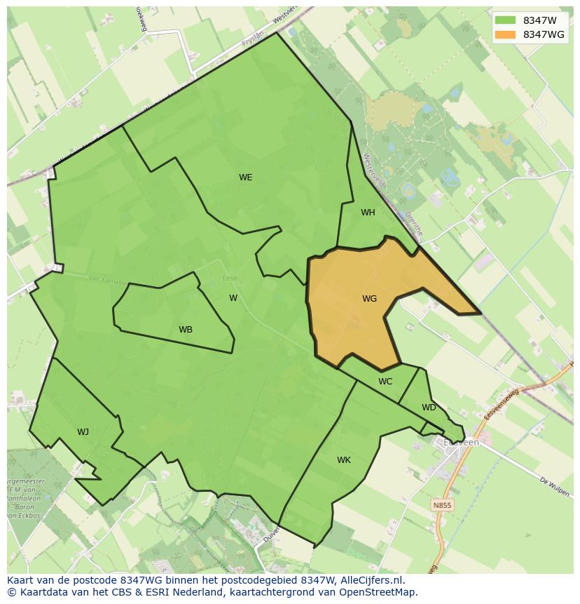Afbeelding van het postcodegebied 8347 WG op de kaart.