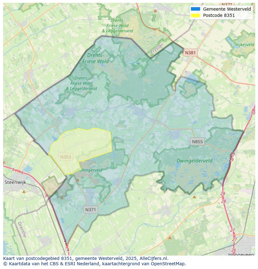 Afbeelding van het postcodegebied 8351 op de kaart.