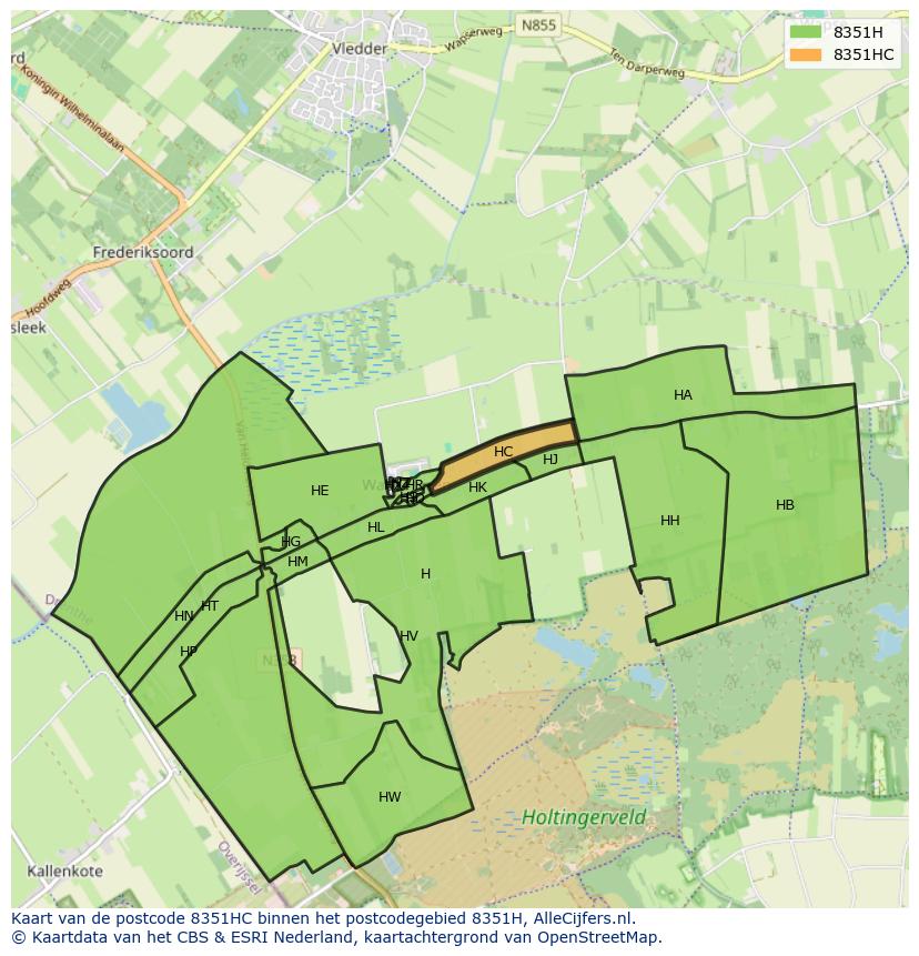 Afbeelding van het postcodegebied 8351 HC op de kaart.