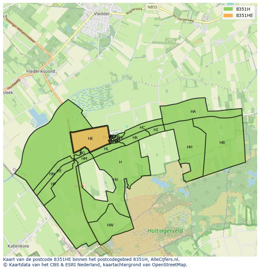 Afbeelding van het postcodegebied 8351 HE op de kaart.