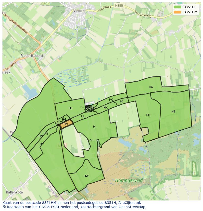 Afbeelding van het postcodegebied 8351 HM op de kaart.