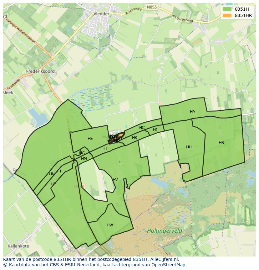 Afbeelding van het postcodegebied 8351 HR op de kaart.