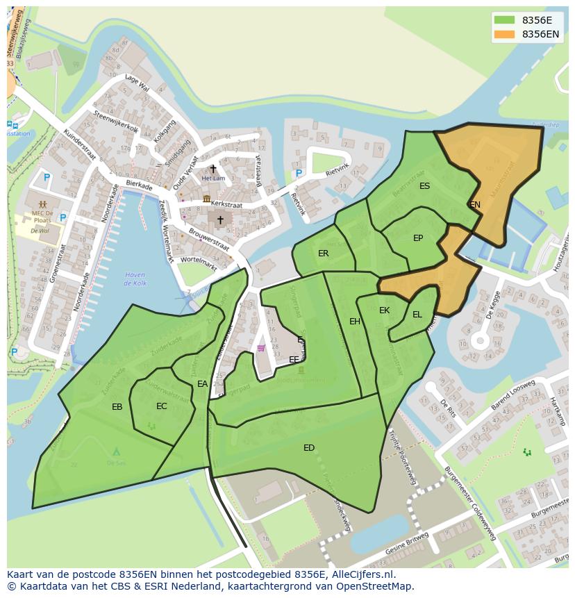 Afbeelding van het postcodegebied 8356 EN op de kaart.