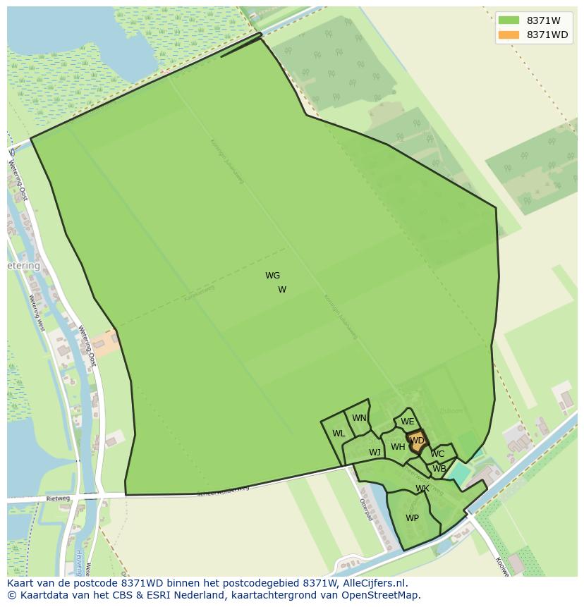 Afbeelding van het postcodegebied 8371 WD op de kaart.
