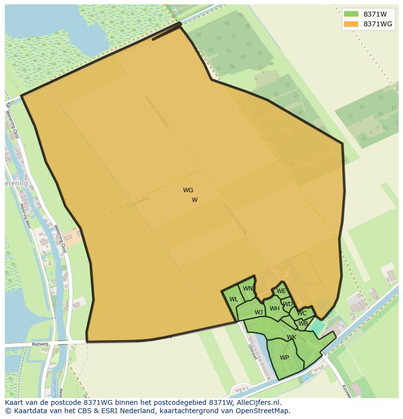 Afbeelding van het postcodegebied 8371 WG op de kaart.