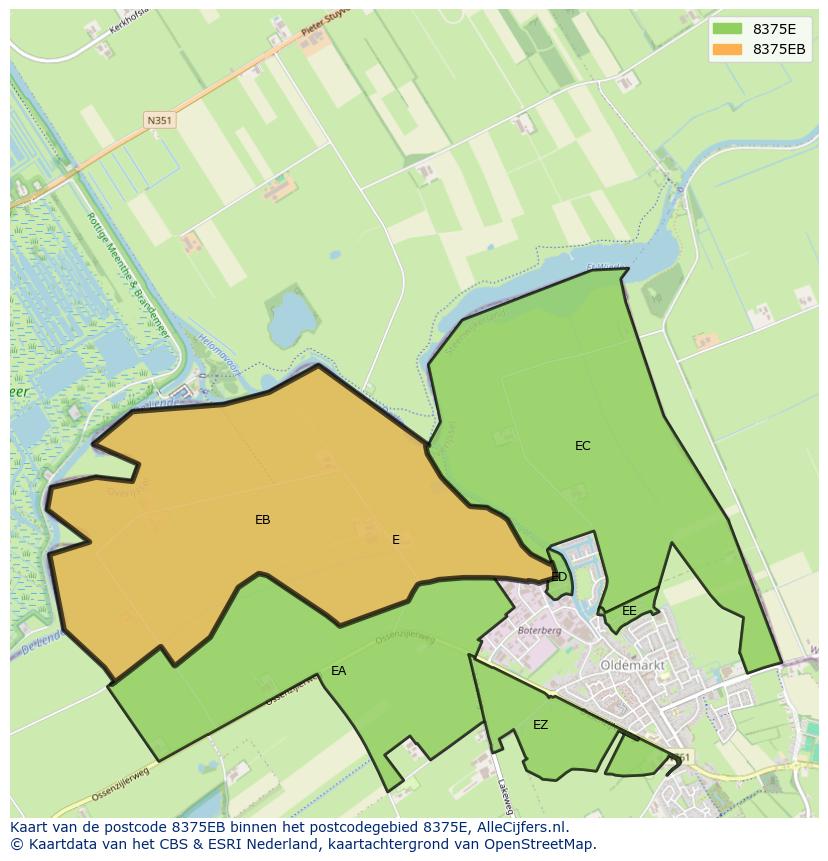 Afbeelding van het postcodegebied 8375 EB op de kaart.