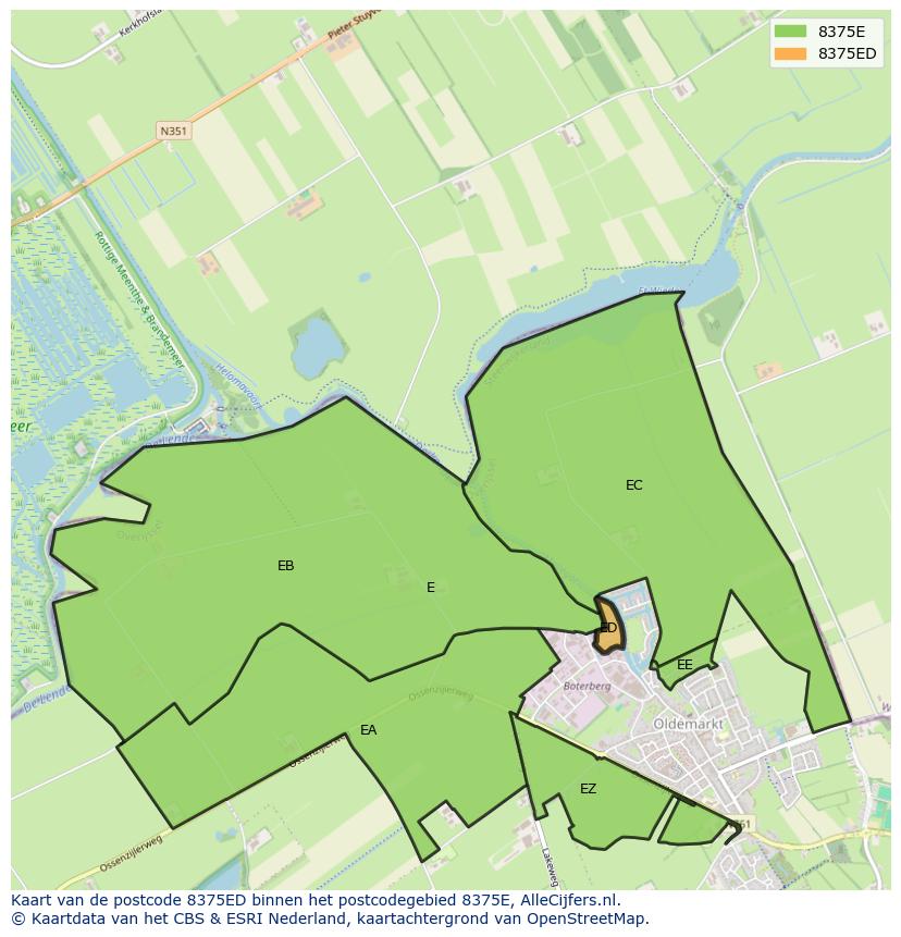 Afbeelding van het postcodegebied 8375 ED op de kaart.