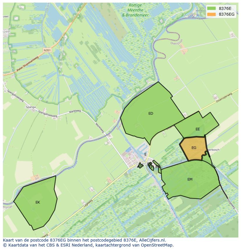 Afbeelding van het postcodegebied 8376 EG op de kaart.