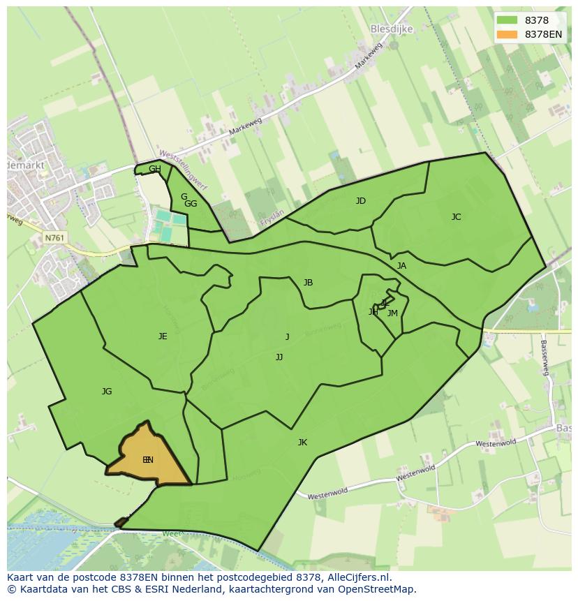 Afbeelding van het postcodegebied 8378 EN op de kaart.